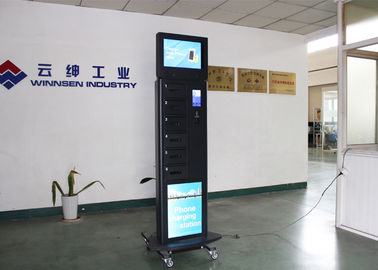 6 Lockers Advertising Coin Bill Operated Cell Phone Charging Station Kiosks APC-06A in Restaurants Shopping Mall