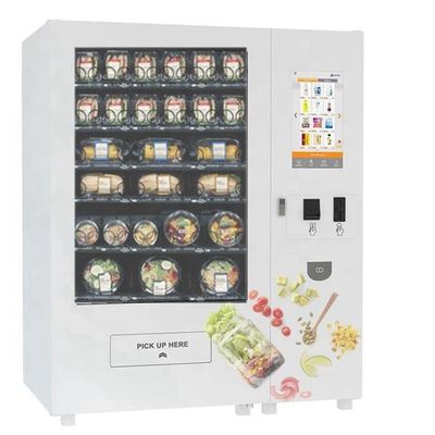टच स्क्रीन रेफ्रिजेरेटेड सलाद वेंडिंग मशीन, लिफ्ट के साथ स्वस्थ खाद्य वेंडिंग लॉकर स्पर्श करें