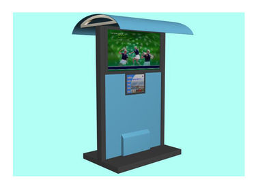 Multimedia Advertising Waterproof Kiosk , LCD Touch Screen Outdoor Kiosks System with Shelter