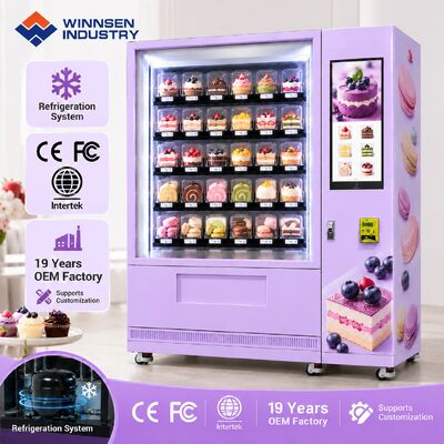 गुणवत्ता Winnsen Chilled Cupcake Vending Machine Glass Front LED Display Keeps Cream Cakes Fresh कारखाना