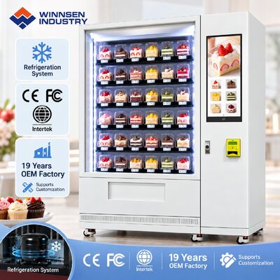 गुणवत्ता Winnsen Smart Elevator Cake Vending Machine No Drop Delivery Refrigerated Glass Display Cabinet कारखाना