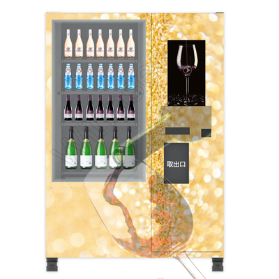 पेय शैंपेन स्पार्कलिंग वाइन बीयर स्प्रिट के लिए 22 इंच इंटरएक्टिव टच स्क्रीन इलेक्ट्रॉनिक वेंडिंग मशीन