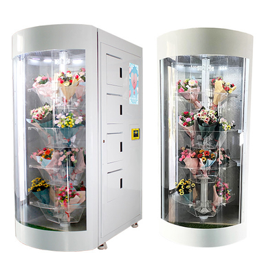 24 गुलदस्ते ताजा फूल वेंडिंग मशीन एलईडी प्रकाश प्रदर्शन के साथ स्वचालित