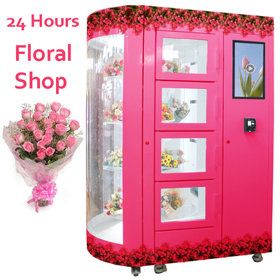 LED Lighting Rotating Bouquet Flower Vending Machine 24 Hours Smart Locker System